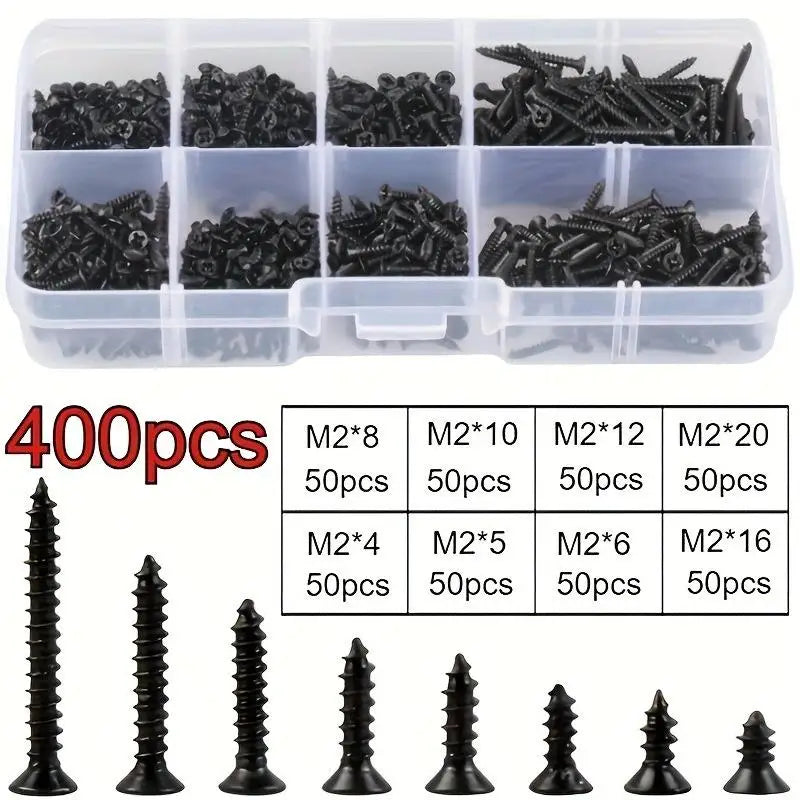 1 Box Carbon Steel M2 Black Self Tapping Screw Assortment Locking Zpaxo A