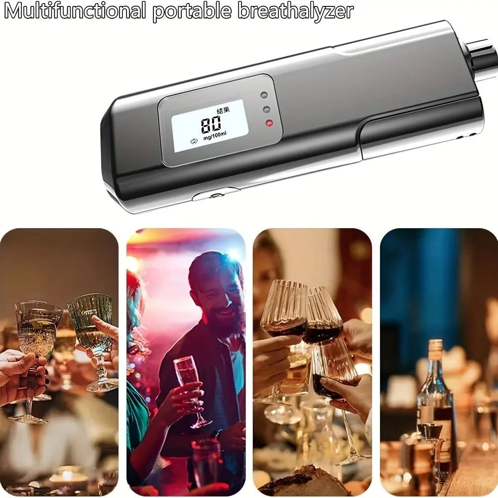 LED Digital Display Breathalyzer Analyzer Accuracy Non-Touching LED Screen Digital Breathalyzer Durable Anti-slip Zpaxo
