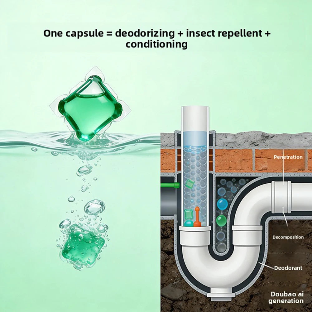 Odor Removal Sewer Cleaner Scented Gel Airs Freshener For Sinks Drains Gel Water Film Soluble In Water For Kitchen For Bathroom Zpaxo