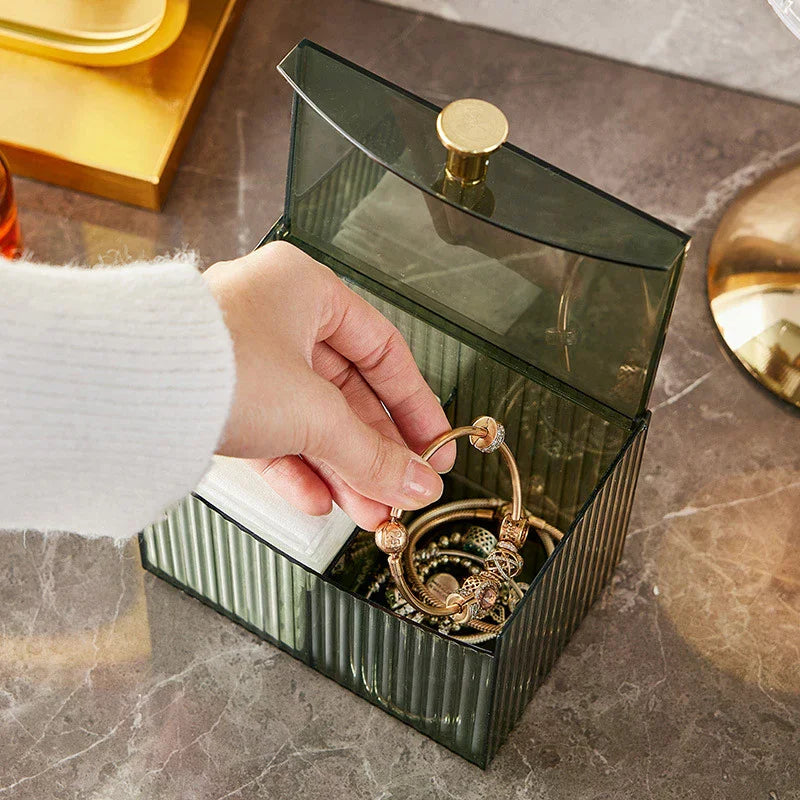 Desktop Dust-proof Transparent Jewelry Box Makeup Removal Cotton Zpaxo
