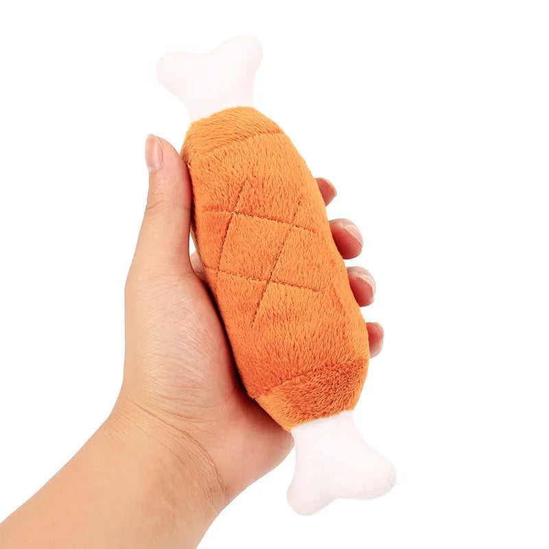 Pet Dog Cat Fleece Chicken Legs Plush Toys Squeak Chew Sound Toy Fit