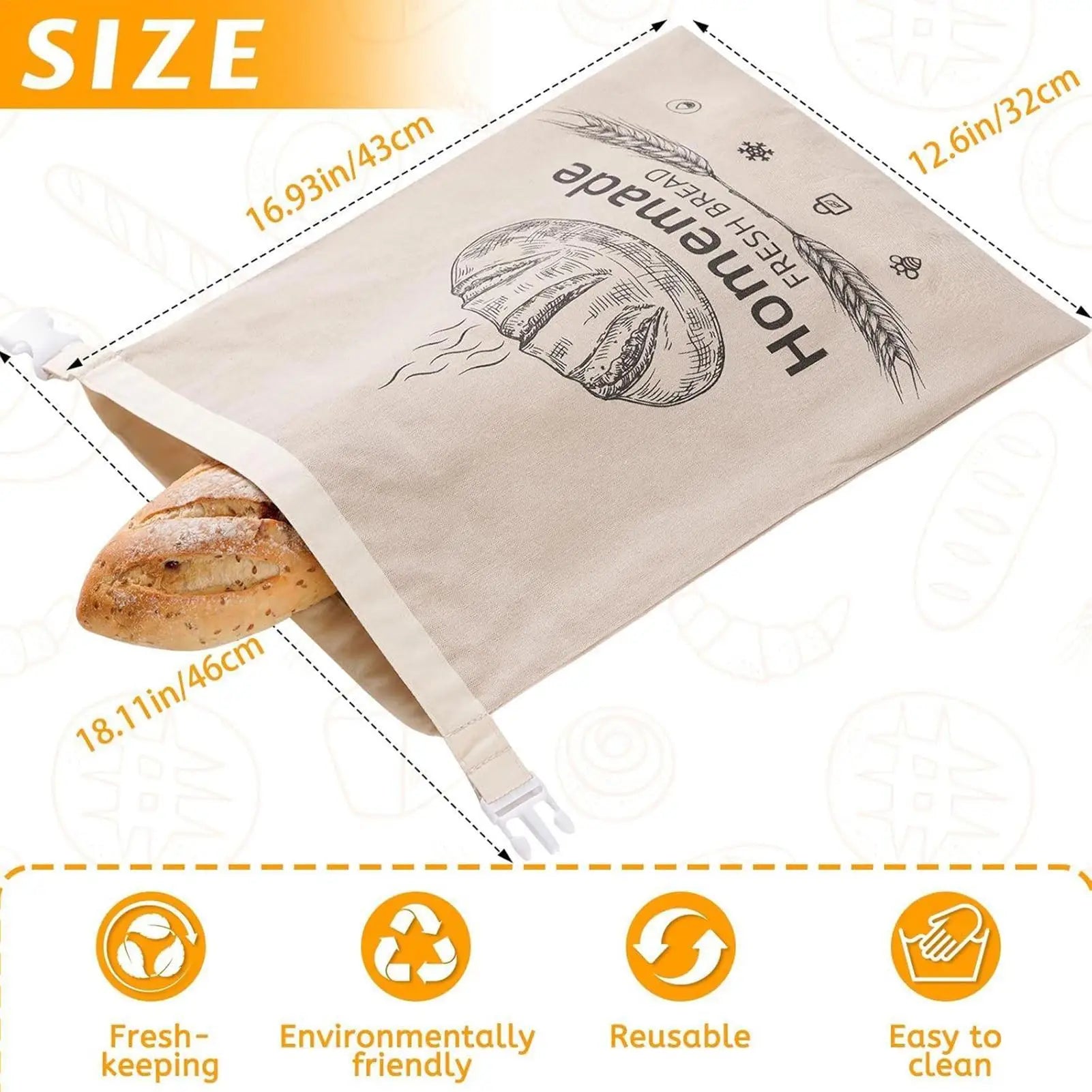 Reusable Beeswax Bread Bags Large Homemade Sourdough Storage Food