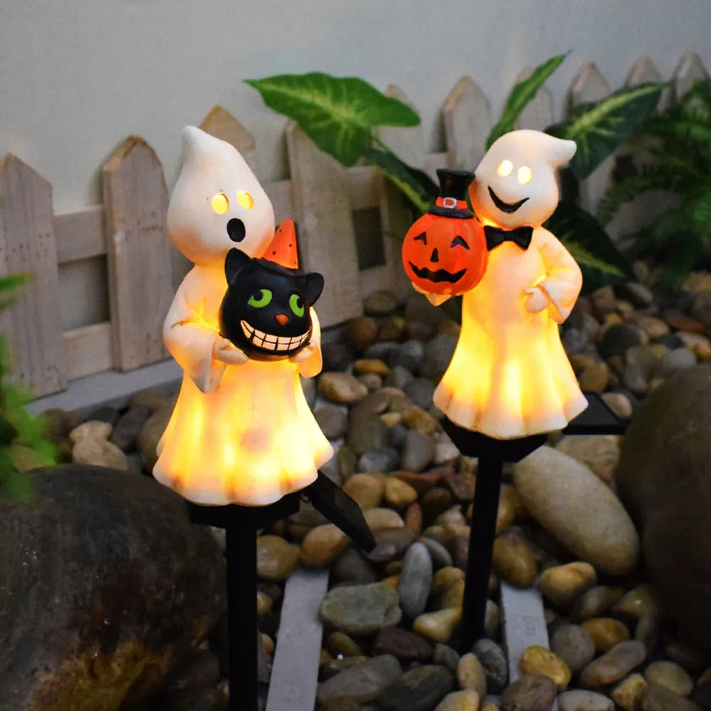 Halloween Ghost Lights Outdoor Pumpkin Lamp Stakes Solar Pathway
