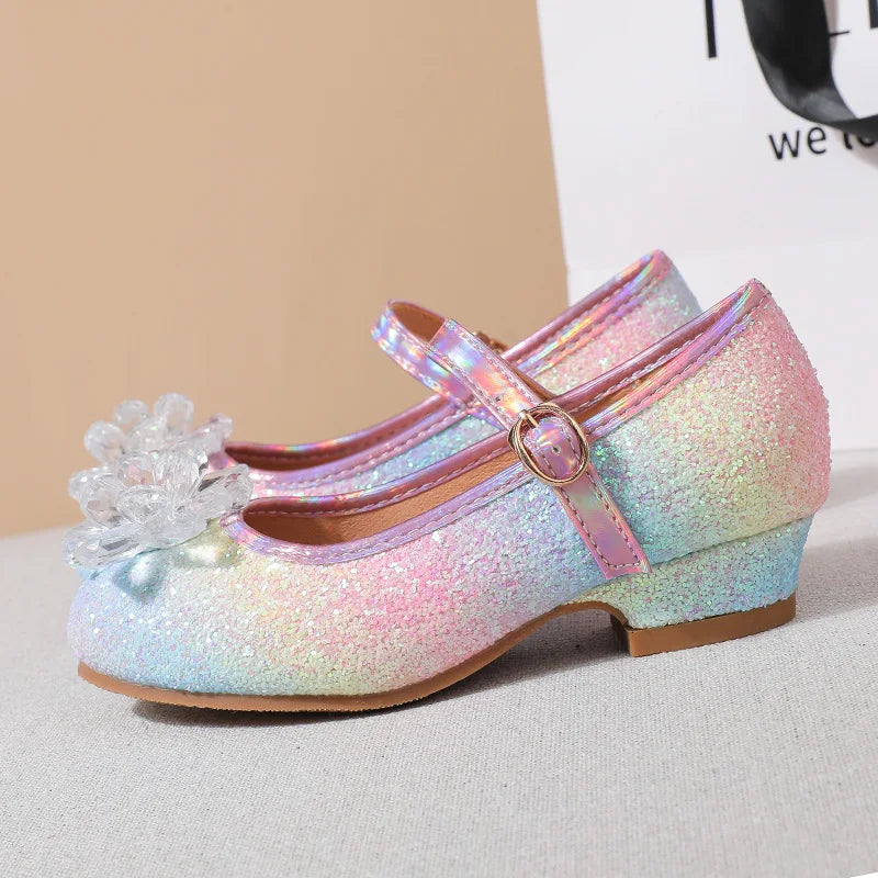 Girls Sandals Rhinestone Butterfly Latin Dance Kids Shoes Children Zpaxo