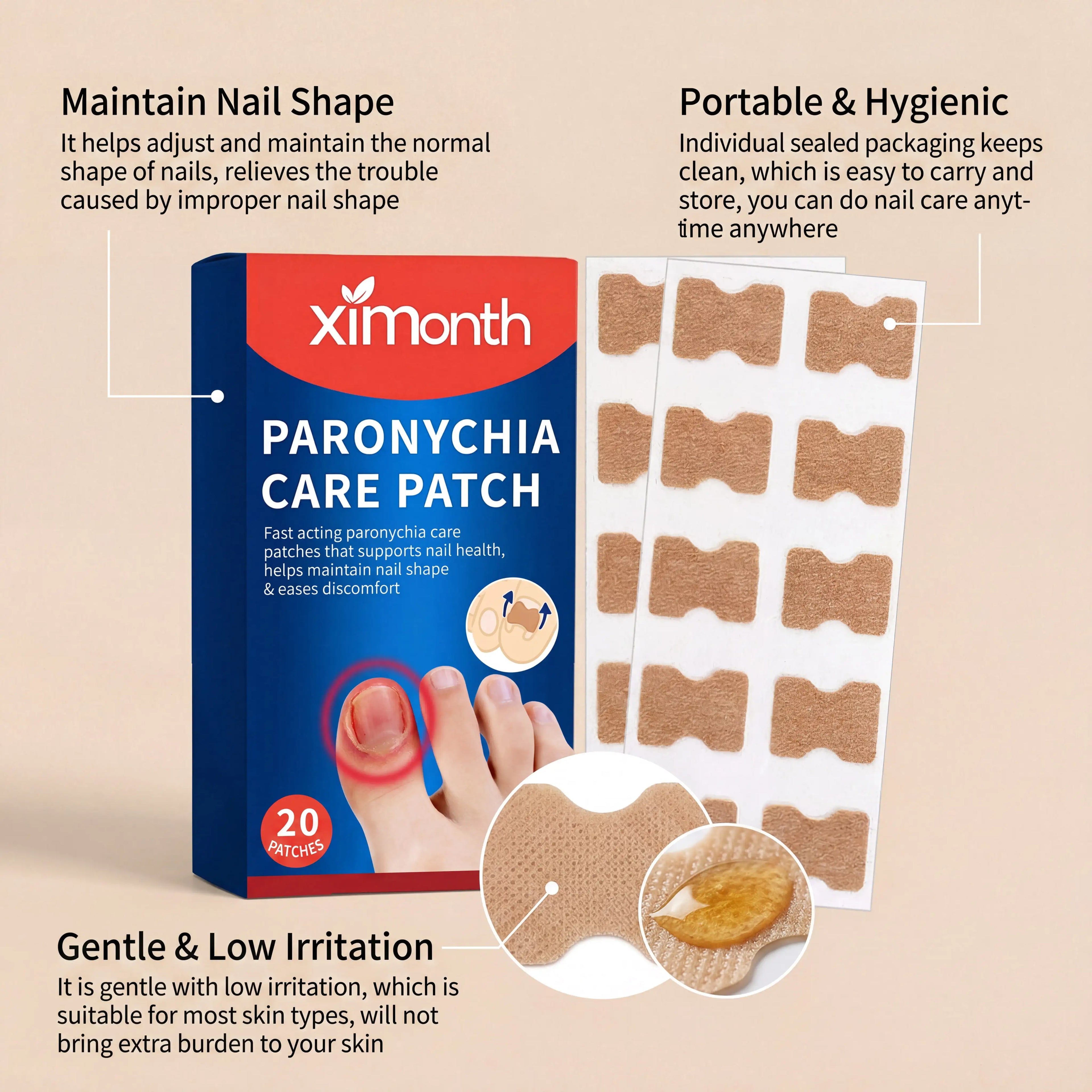 20pcs Nail Care Patches Soothing Lightweight Breathable Patch Relieve Nail Discomfort Dry Skin Remedy Hand Foot Care 4x9cm Zpaxo
