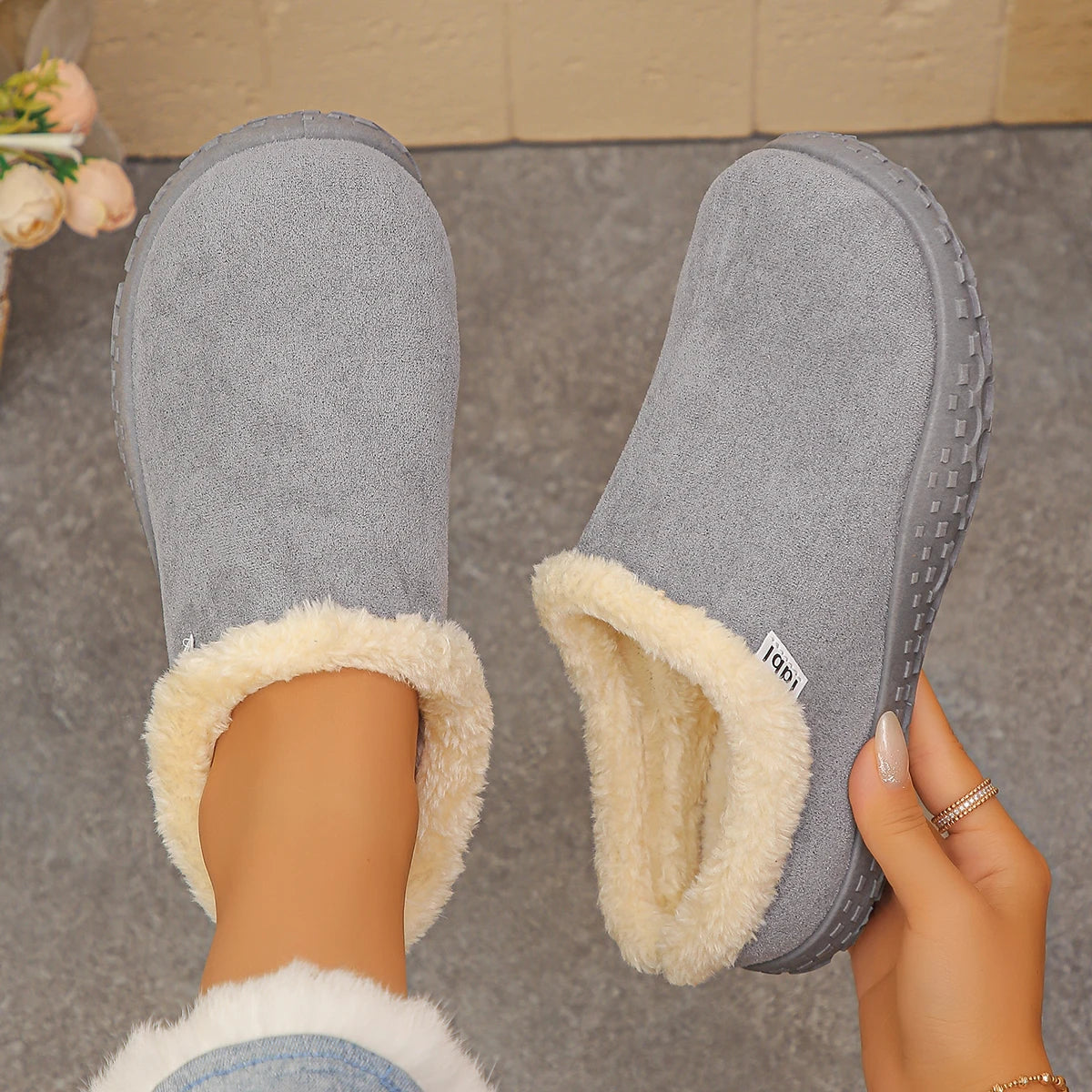 Women Snow Boots Wear Non-slip Wear-resistant Soft Bottom Warm Shoes Winter Cotton Slippers Plush Warm Thick Home Shoes Women Zpaxo GRAY 36