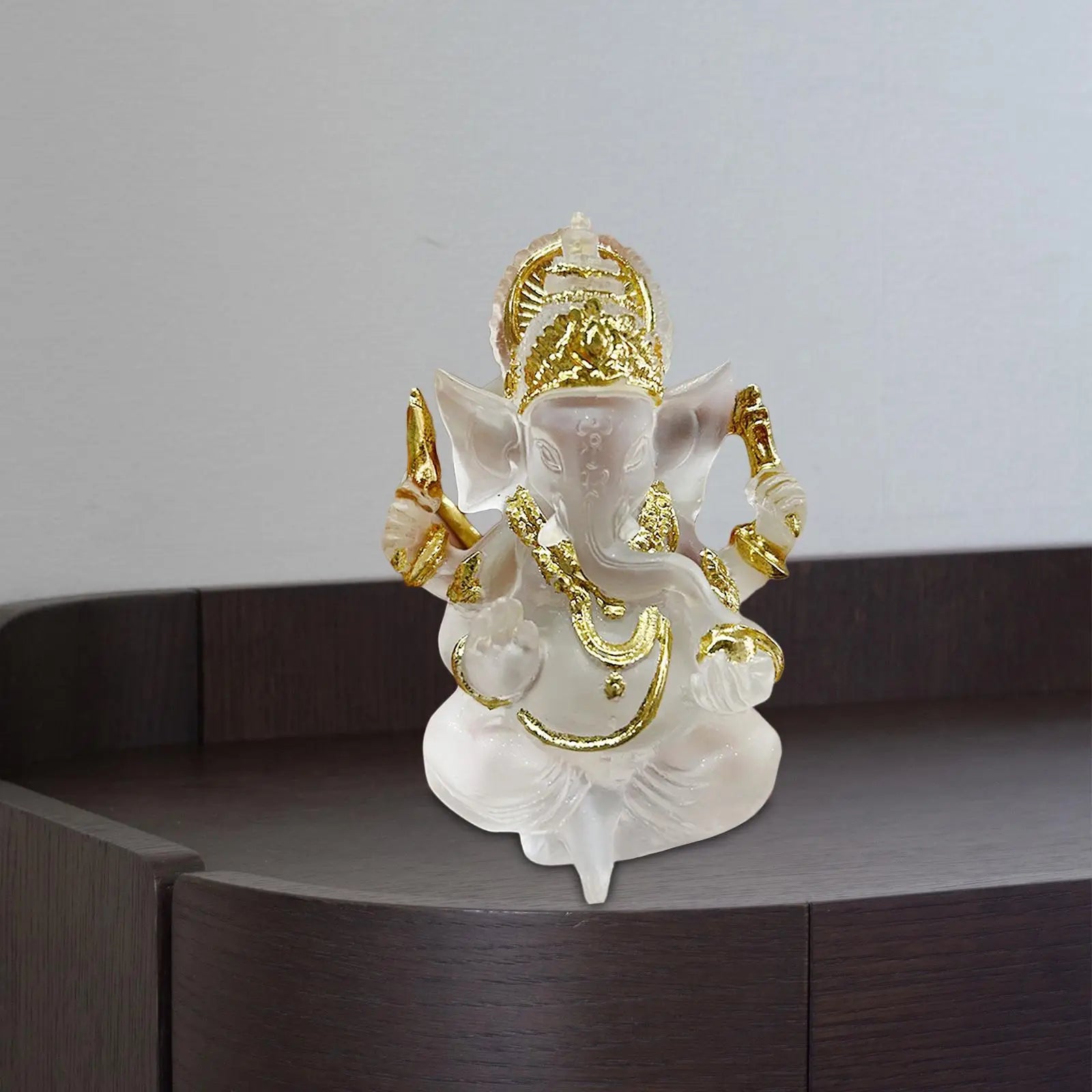 Ganesha Sitting Buddha Statue Sculpture Decorative Tabletop Decoration 3.5inch Tall for Housewarming Gift Fine Workmanship Zpaxo Transparent