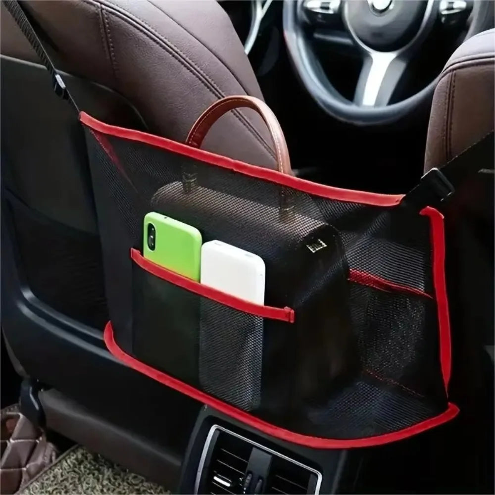 Large Capacity Car Seat Mesh Bag Convenient Hanging Storage Net Zpaxo Style 2 Red