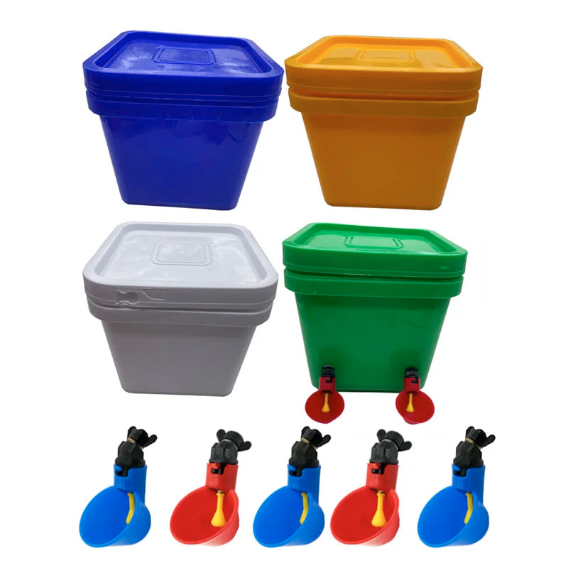Quail Chicken Drinking Bucket Cup Portable Thickened Lid Square Pet
