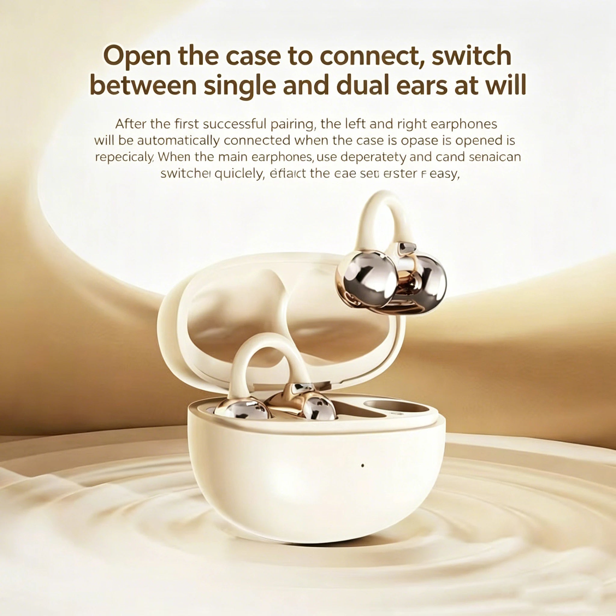 Wireless Earphone Clip on Earbuds Open Ear Wireless Bluetooth 6.0 Headphone 30H Playtime Comfortable For Fitness Waterproof IPX4 Zpaxo