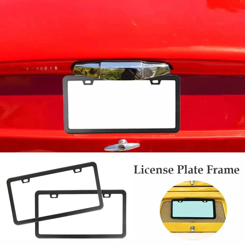 2 Hole Car License Plate Frame Rustproof Black Cover Screw Caps Truck Zpaxo