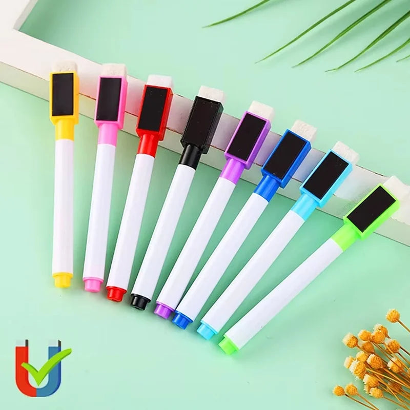 Erasable Whiteboard Pen Dry Erase Markers Eraser Cap Office School