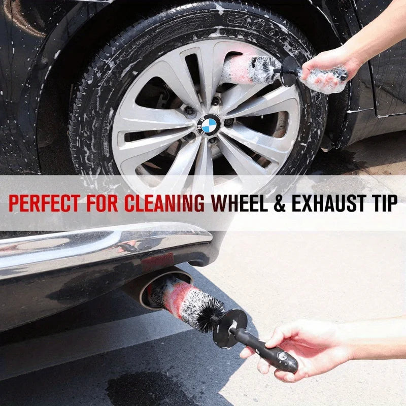 uto Wheel Long Soft Cleaning Brush Car Wheel Brush Rim Tire Detailing Brush Car cleaning for Wheels Rims Exhaust Vehicle Engine Zpaxo