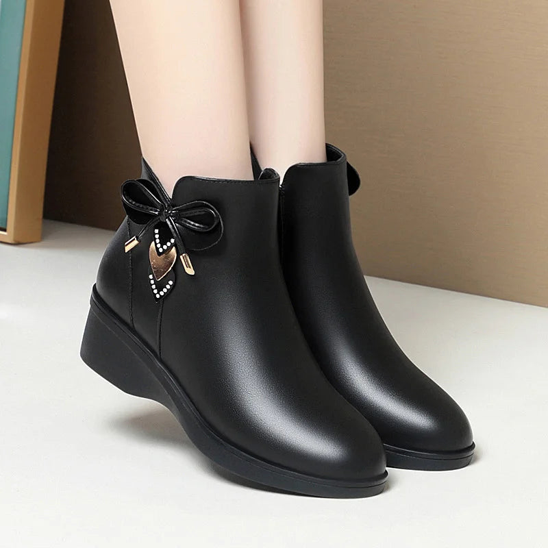 Women's Boots 2023 Winter Cotton Shoes Bow-knot Ankle Women Zipper Zpaxo