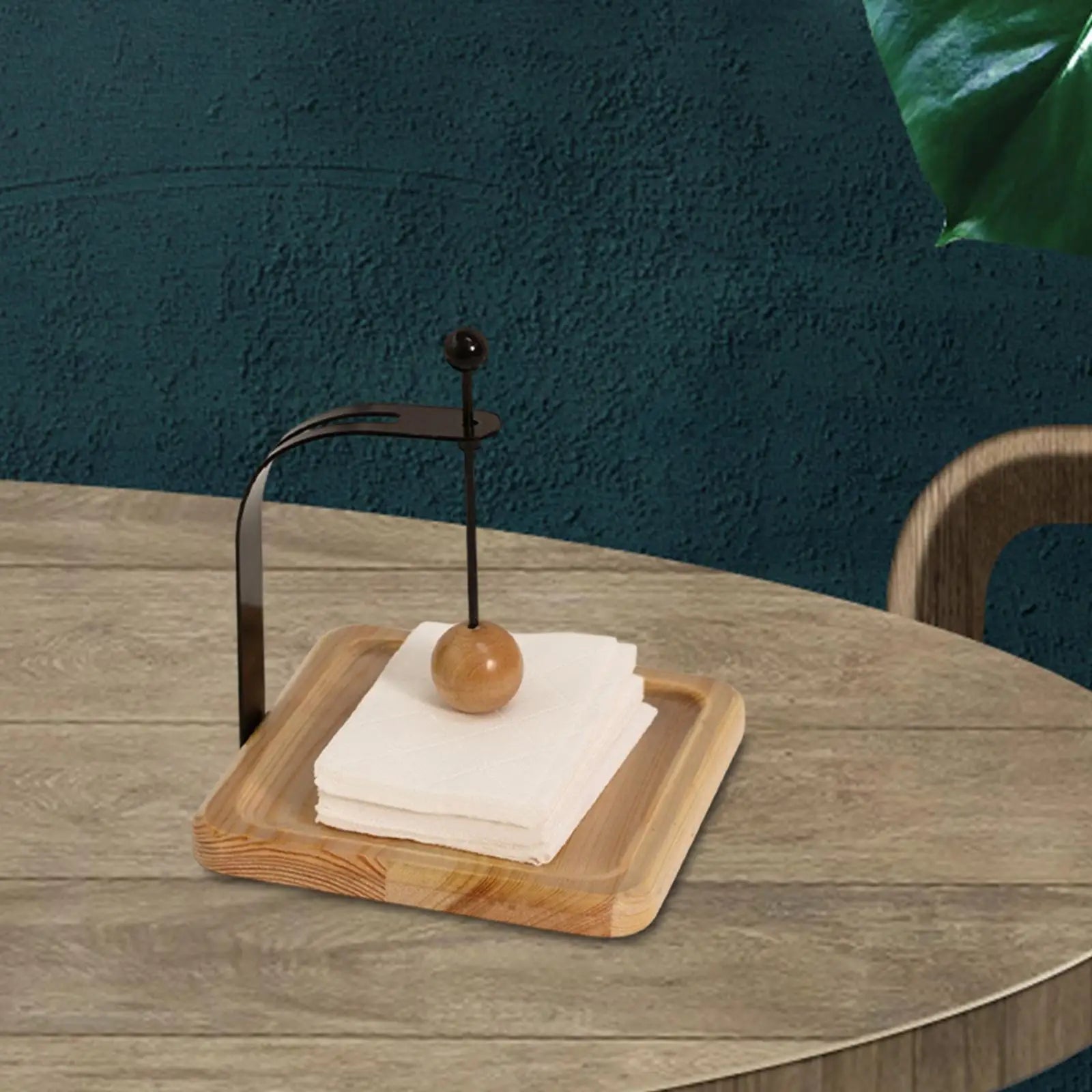 Wood & Steel Napkin Holder – Café Tabletop Tissue Rack Napkin Holder Zpaxo A