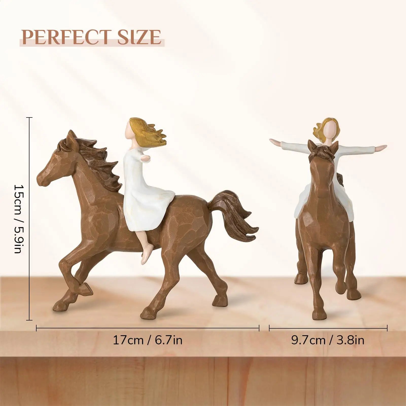 Horse Statue Decor Resin Cute Animal Figurines Handmade Girl Riding