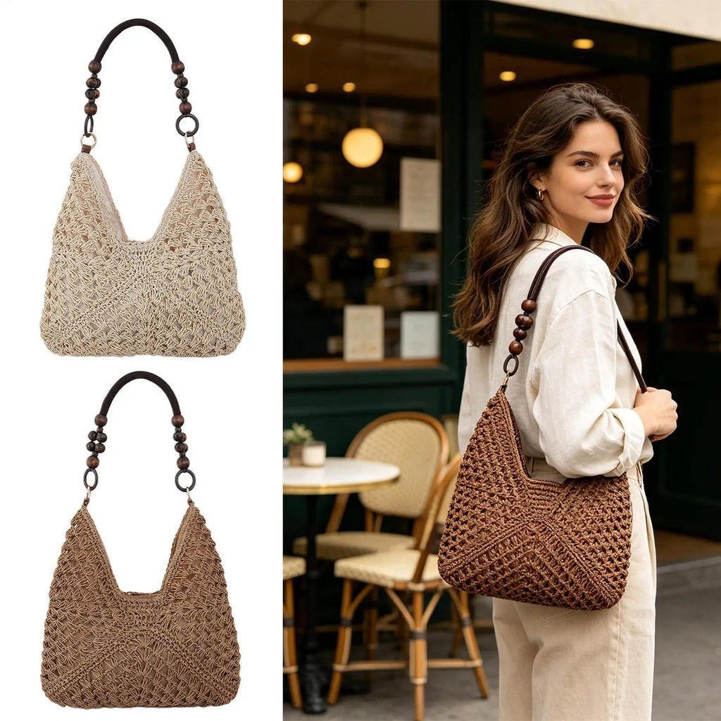 Hollow Out Straw Woven Bag Tote Beach Handbag Bohemian Large Capacity