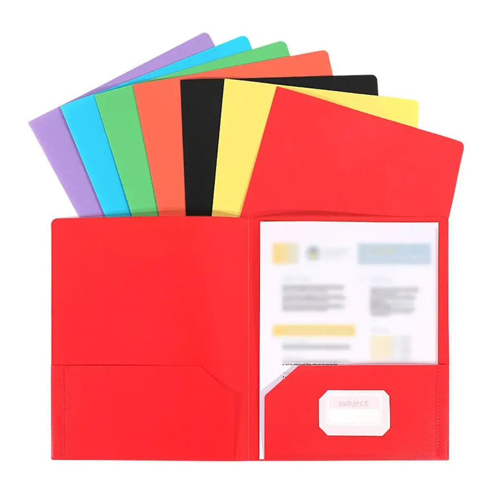 Plastic File Folder 2 Pockets & Business Card Slot | A4 Letter Plastic File Folder Zpaxo