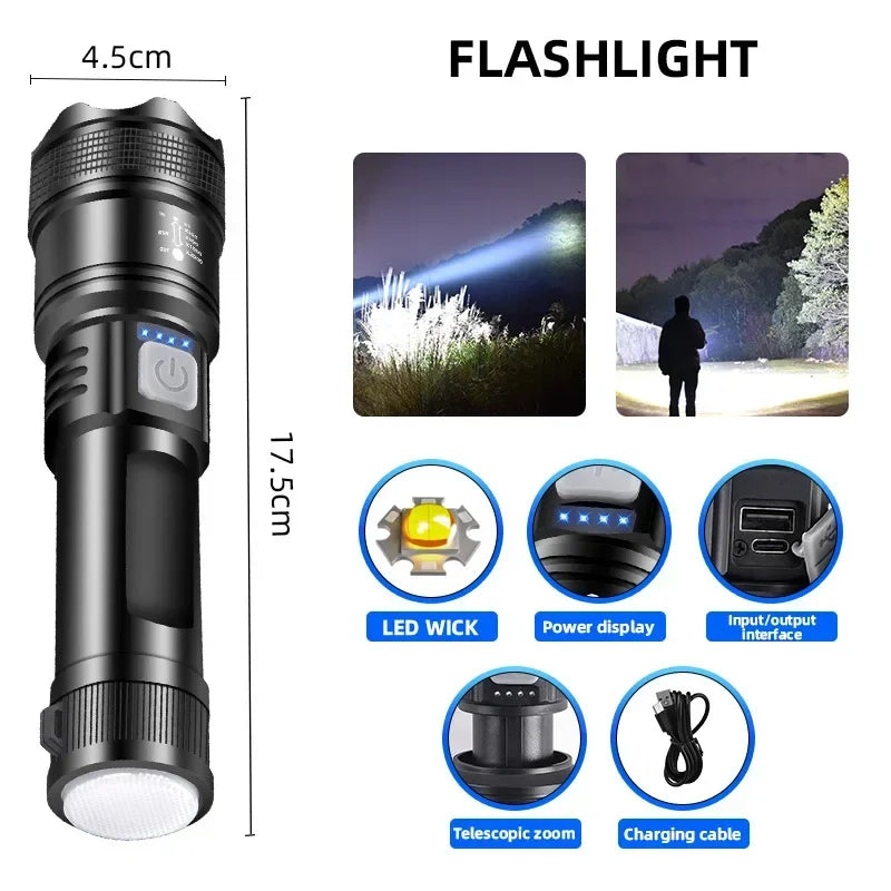 ESMARTER P70 LED Tactical Flashlight – 5000LM Zoomable USB-C