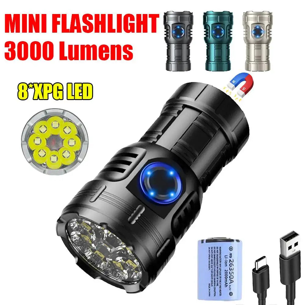 KDULIT 8-LED Tactical Flashlight 1000LM Type-C Rechargeable
