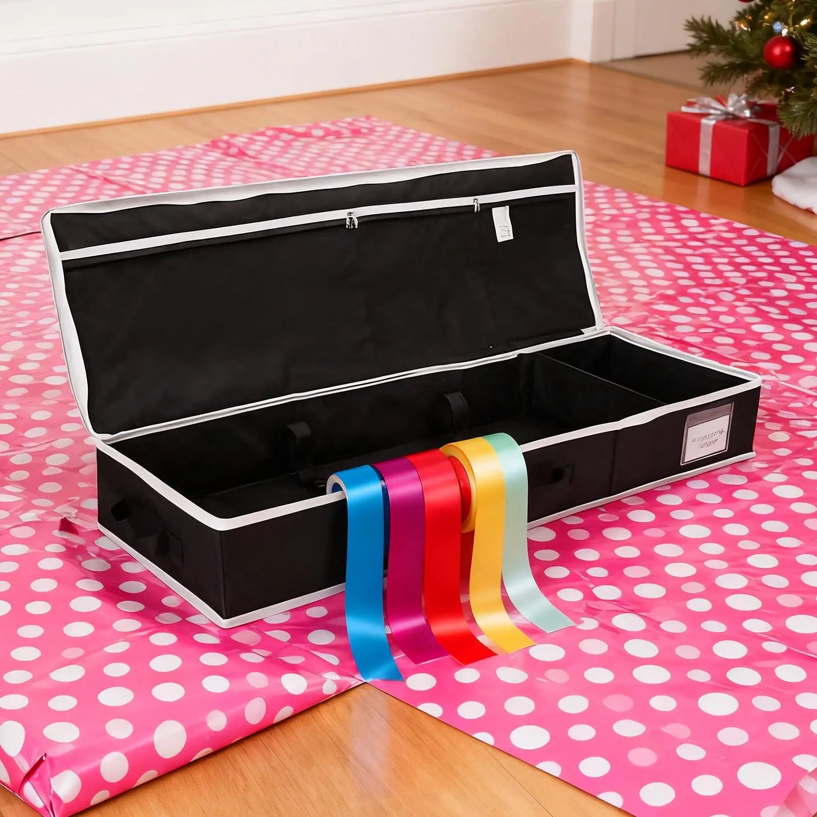 Wrapping Paper Organizer Storage Christmas Large Organizer Wrap Paper Containers with Pockets for Ribbons Bows Stationery Tools Zpaxo