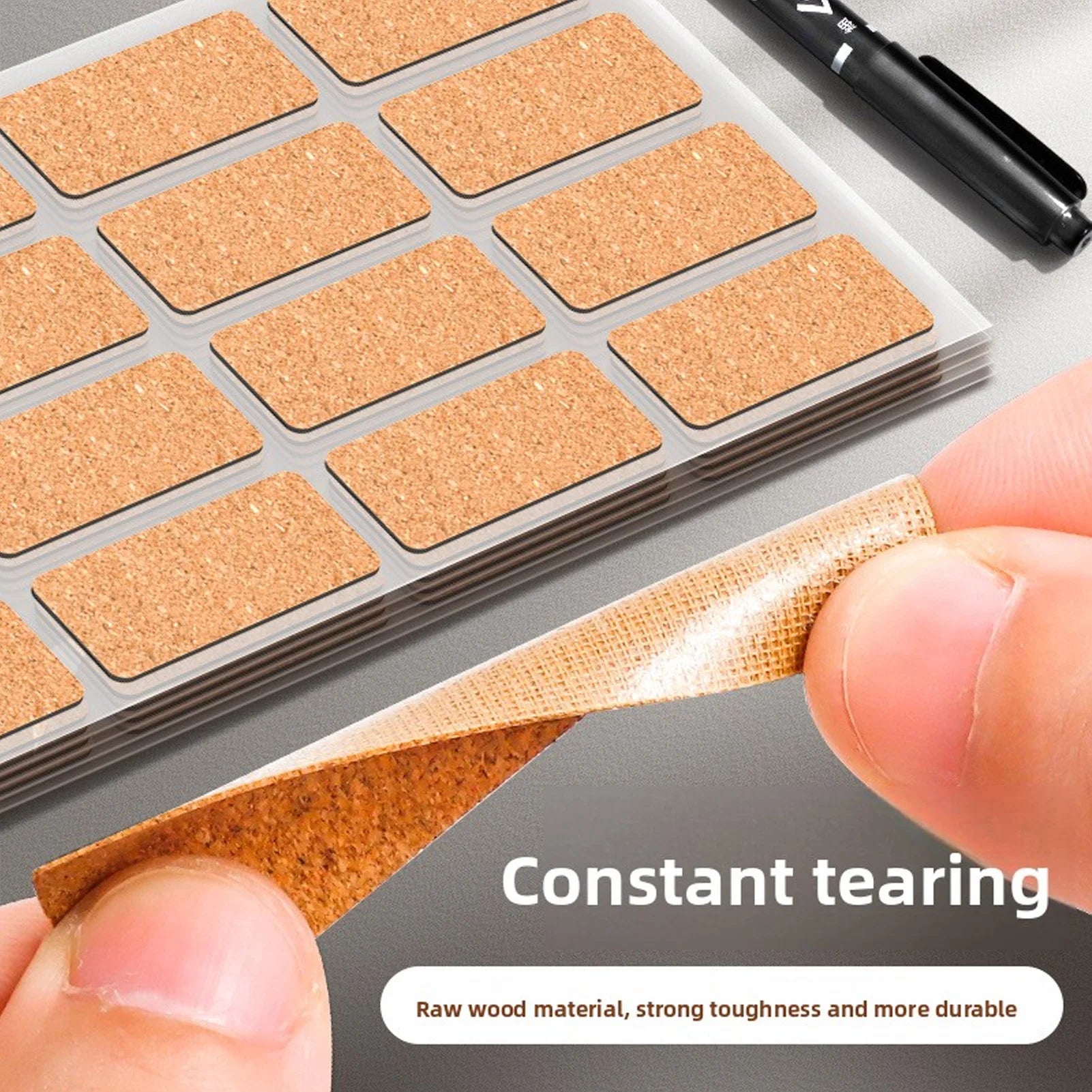 Cork Label Sticker Wooden 30x60mm Water Oil Proof Self Adhesive Wooden Label for Kitchen Office School 20 Sheet Zpaxo