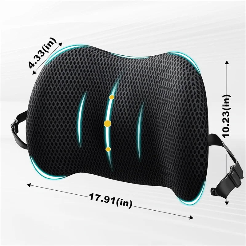 Memory Foam Lumbar Support Pillow – Office Chair & Car Seat