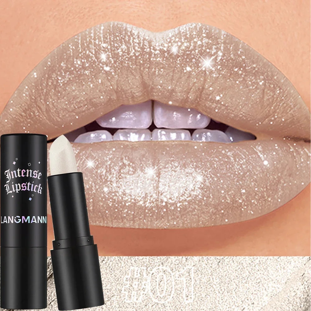 Shimmer Coral Metallic Lipstick Glitter Diamond Waterproof Lip Gloss High Pigment Shiny Sparkling Pearl Lip Stick Cosmetics Zpaxo 01