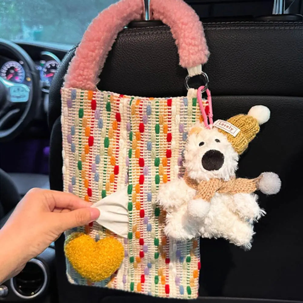 Hanging Car Mounted Garbage Bin Love pattern Large Capacity Vehicle Trash Bin Cute Creative Auto Seat Back Storage Bag Zpaxo