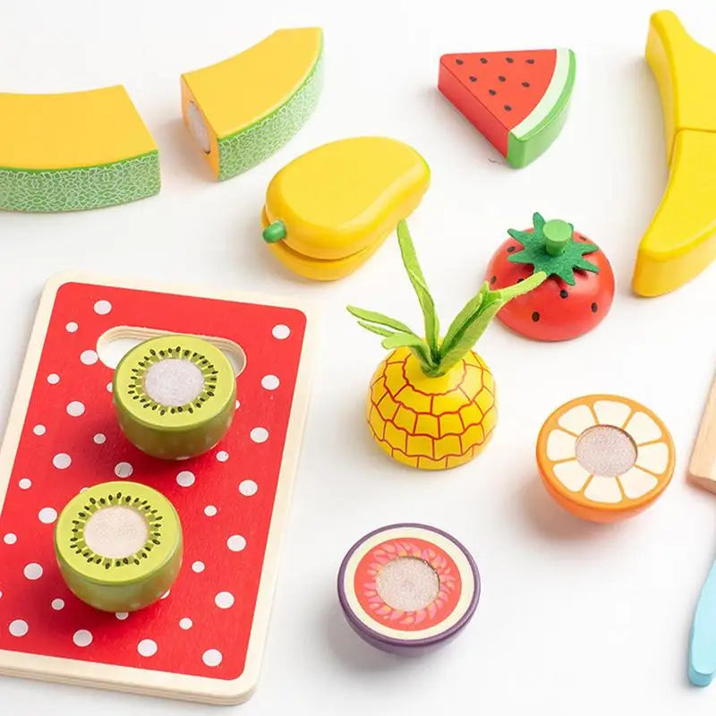 Wooden Play Food Set Colorful Play Kitchen Food Toy Wooden Educational Toys Learning Flashcard Set Play Kitchen Accessories For Zpaxo