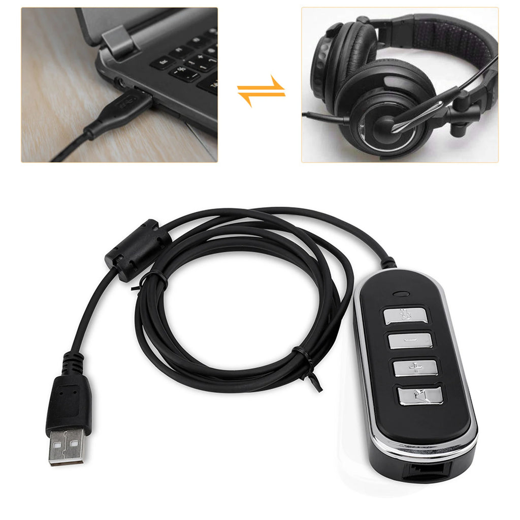 RJ9 Jack USB Cable Ear Phone Connection Audio Headphone Conversion