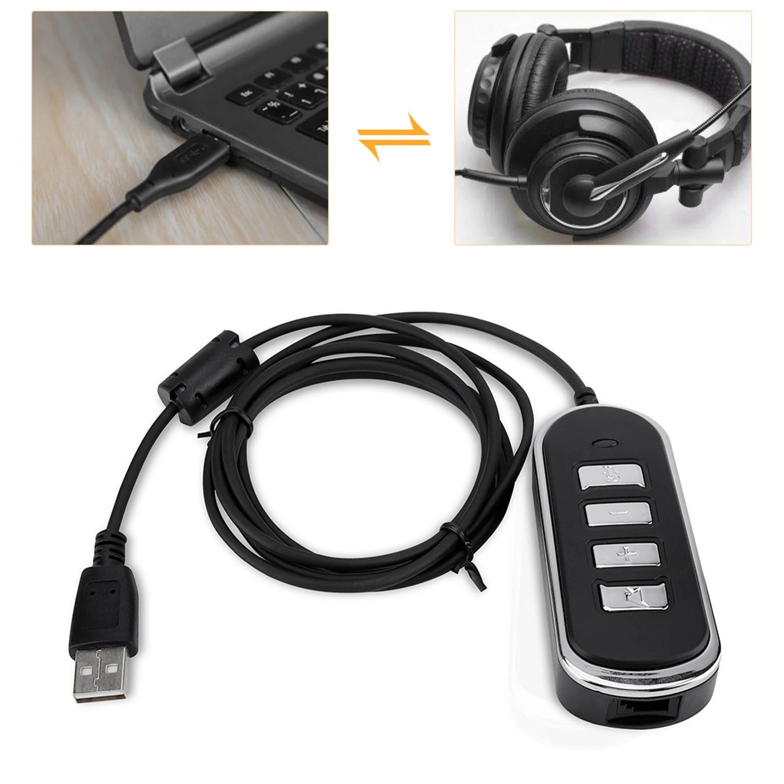 RJ9 Jack USB Cable Ear Phone Connection Audio Headphone Conversion