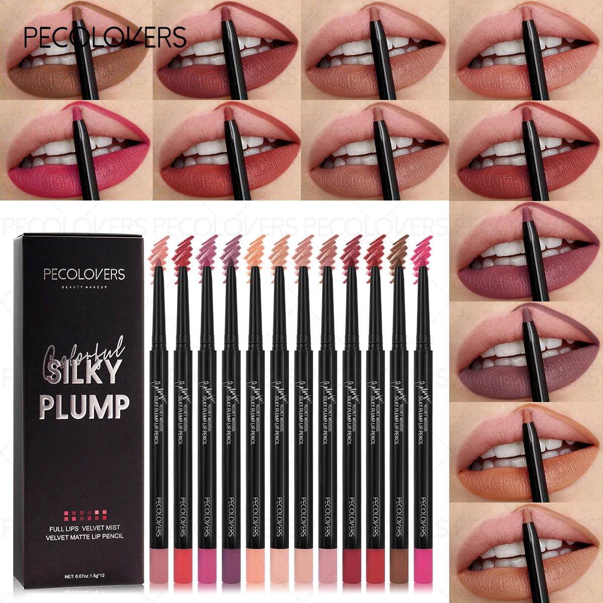12PCS/Set Long Lasting Matte Lip Liner, Smooth Application, Sexy Lips, Soft and Silky Texture, Christmas Gift Zpaxo 13