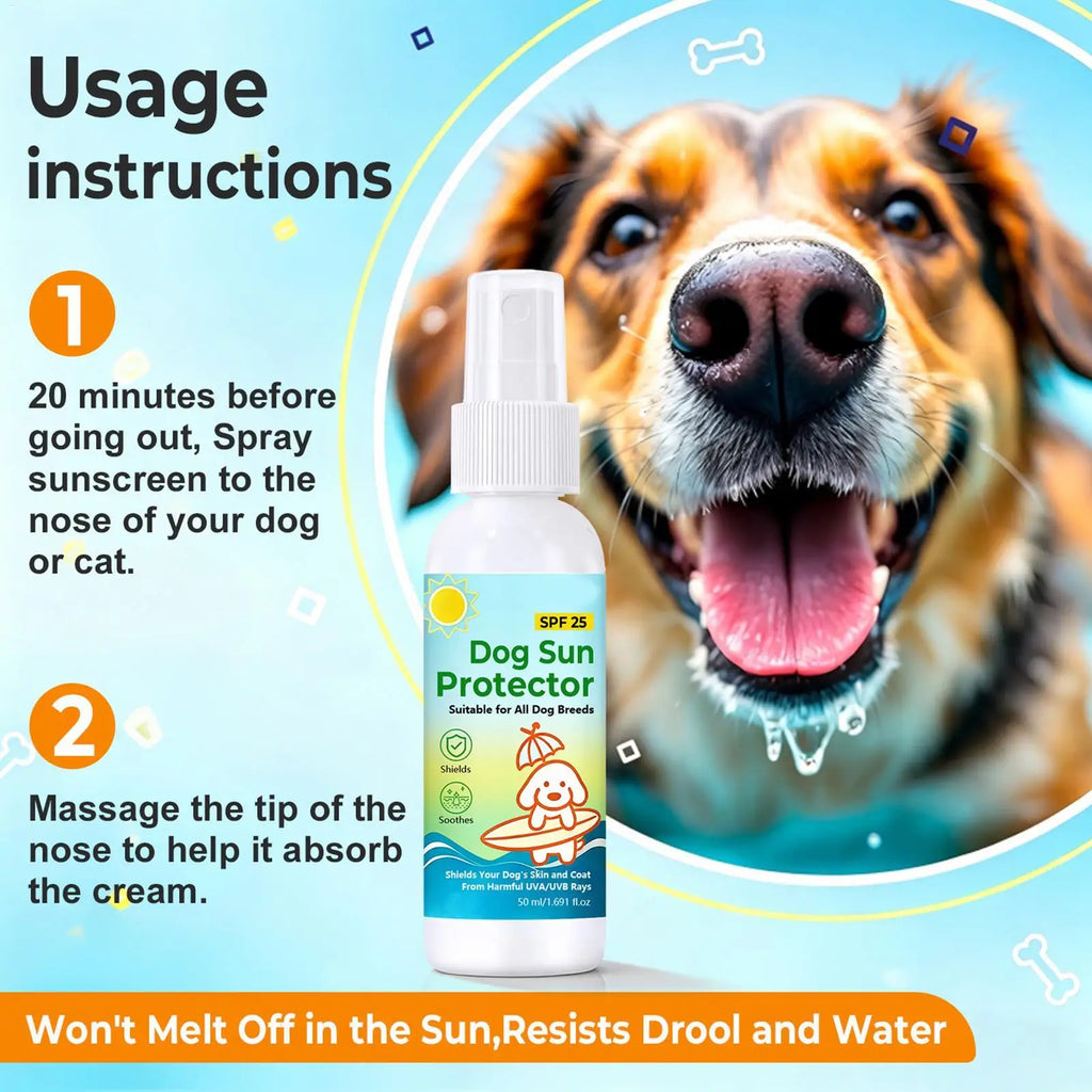 SPF 25 Dog Sunscreen Pet UV Defense Spray Waterproof Moisturizing