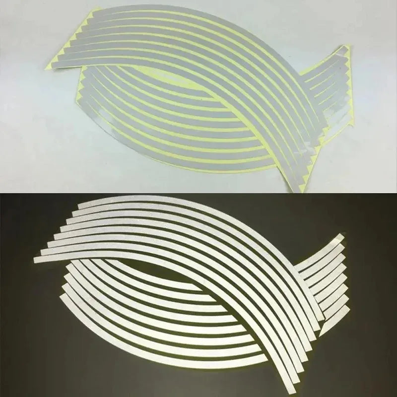 Reflective Motorcycle Rim Stripe Stickers – 16-Piece Wheel Tape