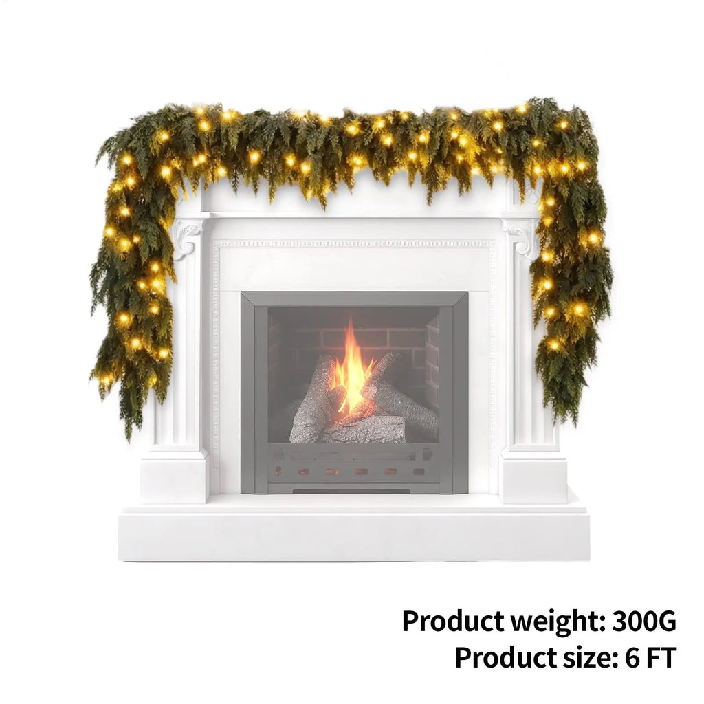 LED Christmas Garland 6ft Artificial Greenery 90 Lights Realistic