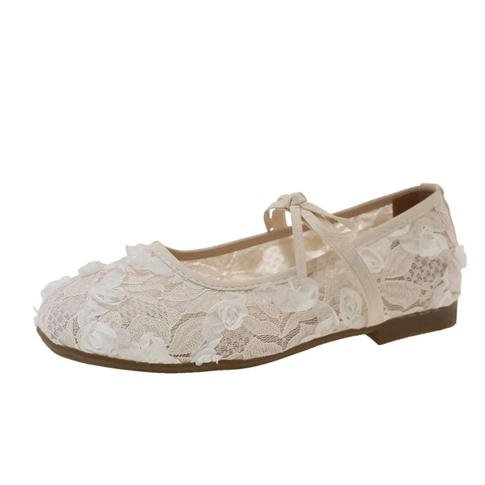 2026 Spring Lace Flower Women Mary Jane Shoes Fashion Slip Comfort