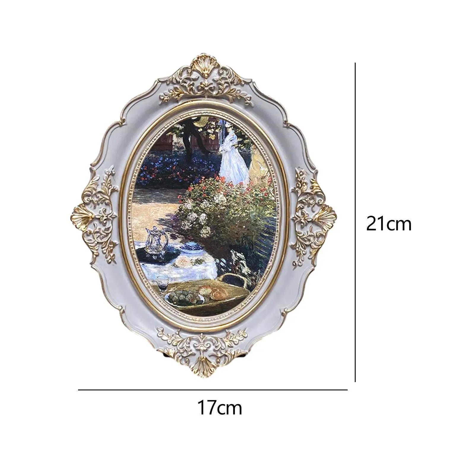 Vintage Picture Frame Oval Antique Elegant Baroque Photo Display Holder for Bedroom Tabletop Hallway Wall Hanging Home Decor Zpaxo