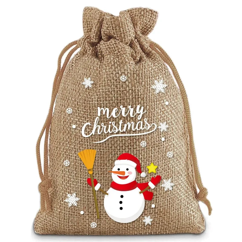 2025 Hot Christmas Burlap Drawstring Bag Festive & Party Supplies Children Drawstring Candy Bags Christmas Gift Bags Zpaxo
