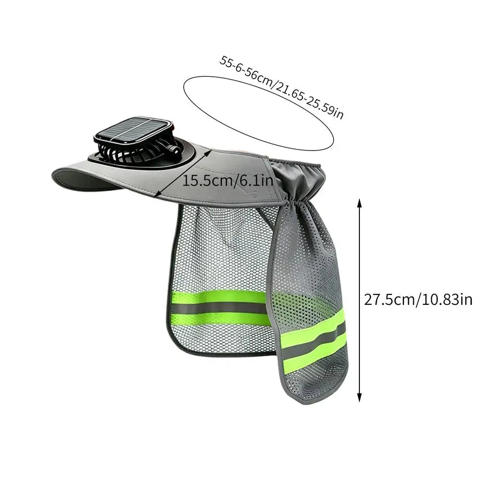 Solar Fan Hard Hat Sun Visor Helmet Shade Cooling Neck Shield Wide Zpaxo A