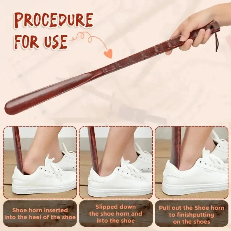 54cm Long Handle Wooden Shoe Horn – Easy Shoe Lifter for Seniors Long Handle Shoe Horn Zpaxo