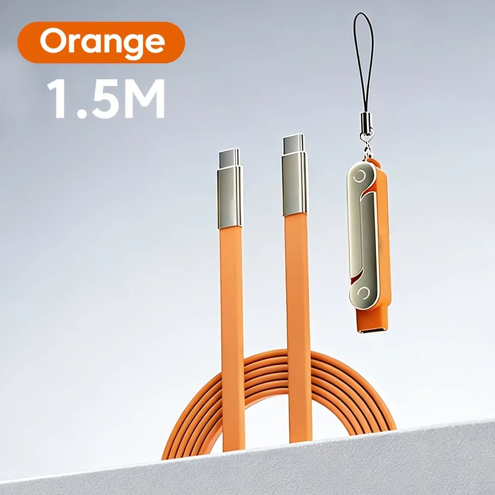 240W 2-in-1 Black Orange Fast Charging Foldable Bracket Data Cable Zpaxo stand cable orange