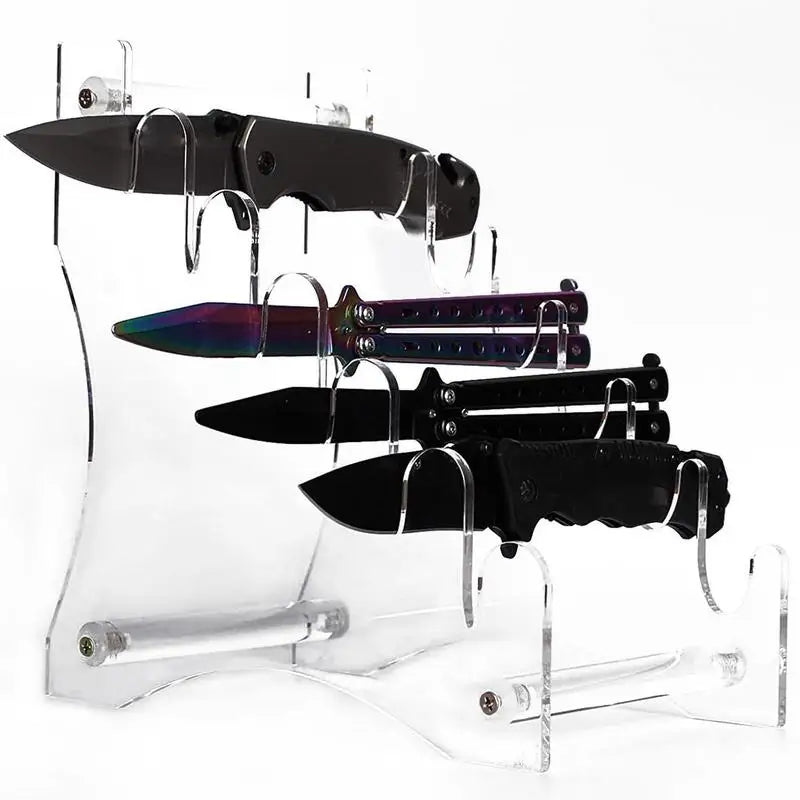 6-Slot Knives Display Stand Acrylic Knife Holder Shelf Folding Pocket