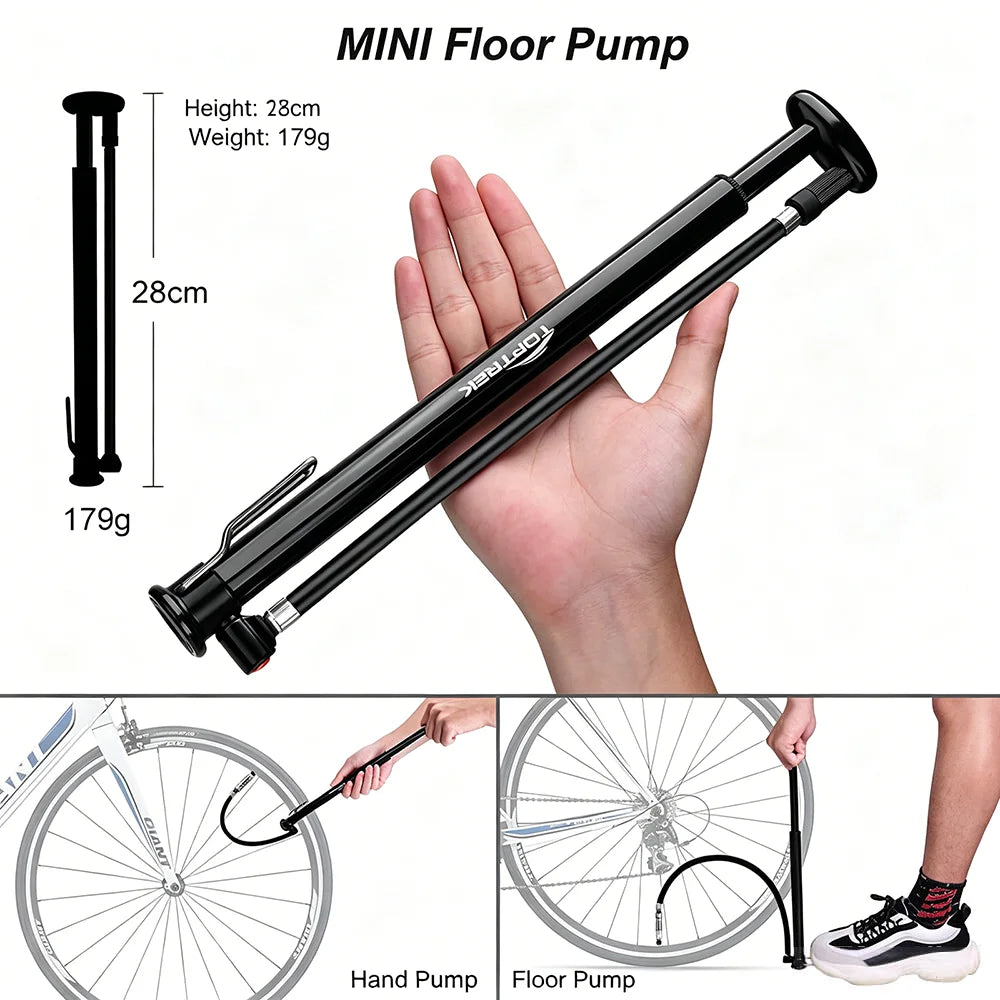 TOPTREK Portable Bike Pump Mini High Pressure Bicycle Tire Three In One Valve Hand Air Pump Bikes Basketballs With Mount Bracke Zpaxo