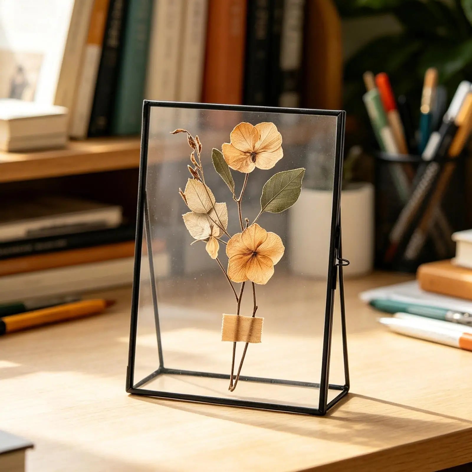 Flower Press Frame Simple Metal Tabletop Display 4x6in Floating