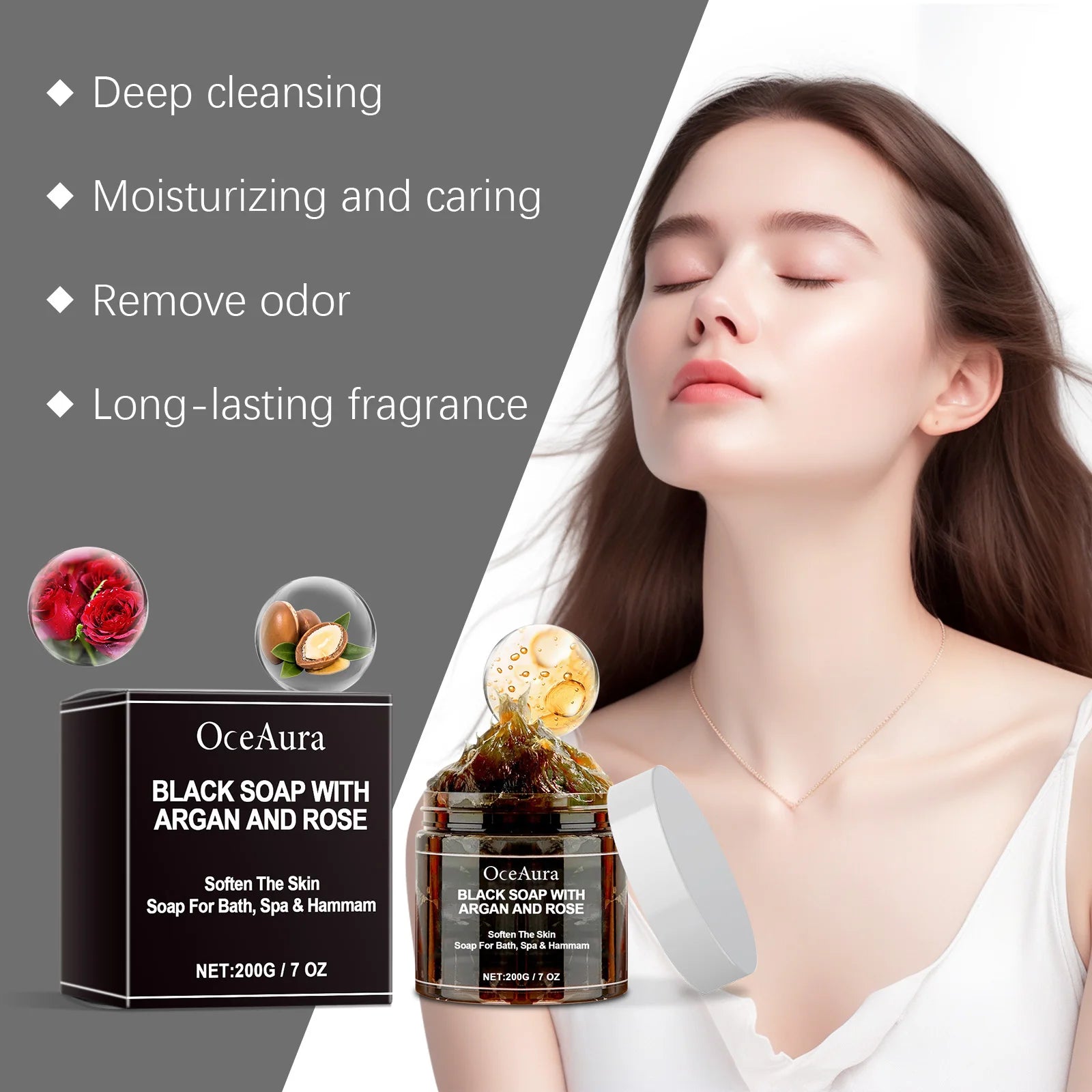 Black Cleansing Soap – Argan Oil Exfoliating Body Scrub Bar Exfoliating Body Soap Zpaxo