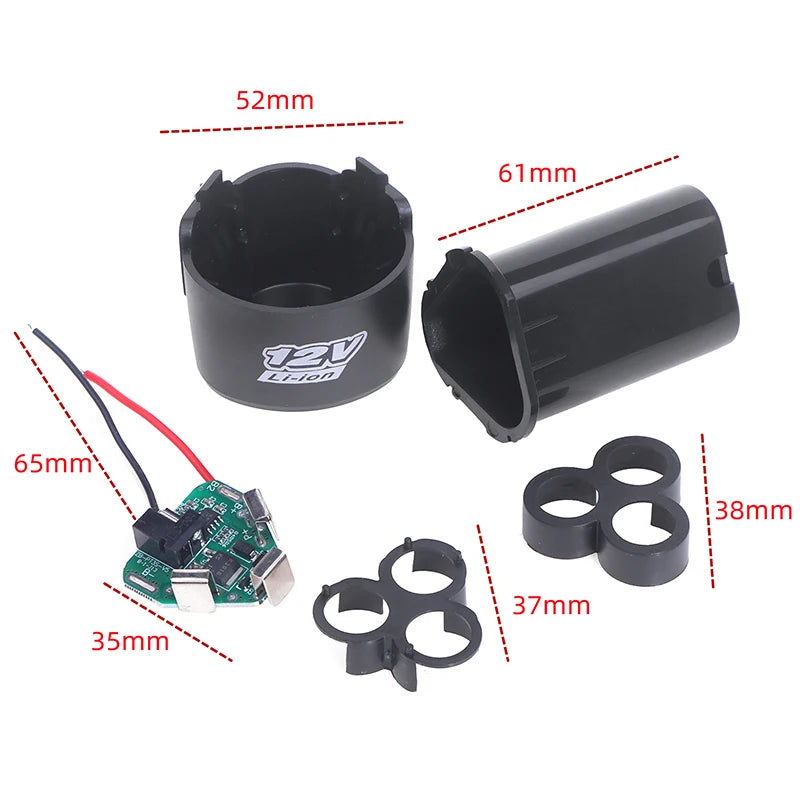 3S 12V DC BMS 18650 Lithium Box Circuit Shell Case Bracket Hand Drill