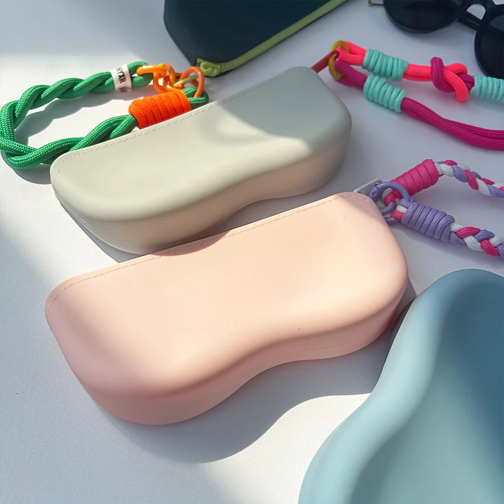 Waterproof Silicone Glasses Storage Case Lanyard Zipper Portable