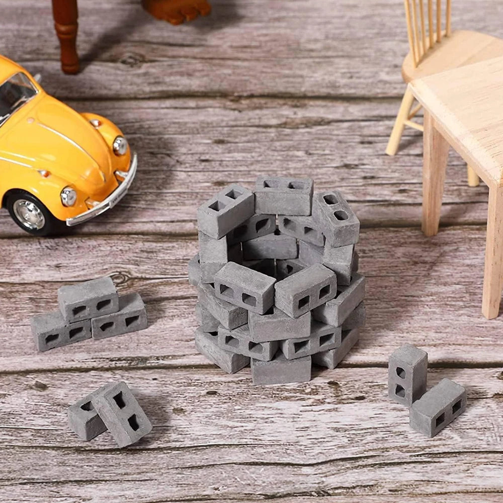 60-Pack Miniature Cinder Blocks – 1/16 Scale Dollhouse Bricks Miniature Model Bricks Zpaxo 60PCS gray