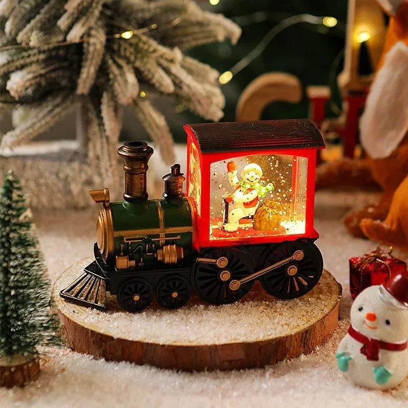 Christmas Train Music Box Water Globe with LED Lights Gift Christmas Music Box Zpaxo colored Snowman